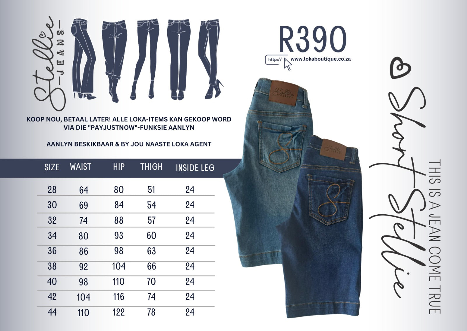Ladies Donker Short Stellie Jean