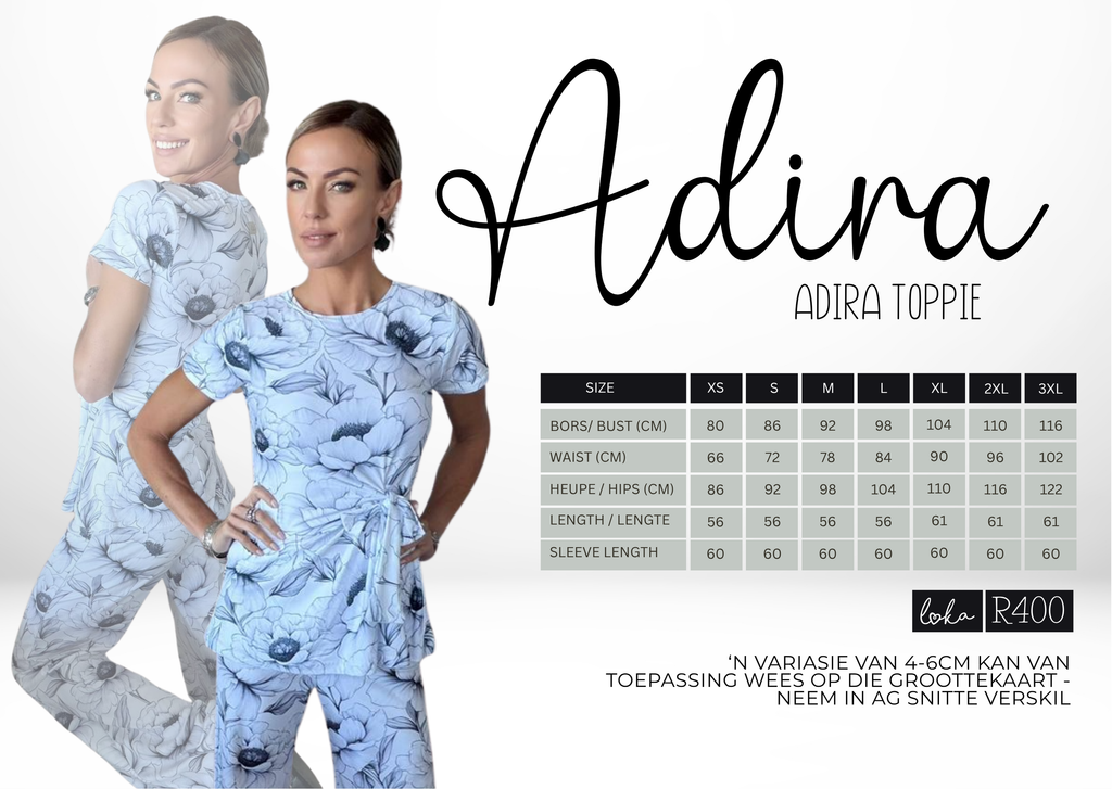Adira Printed Kortmou Knoop Top