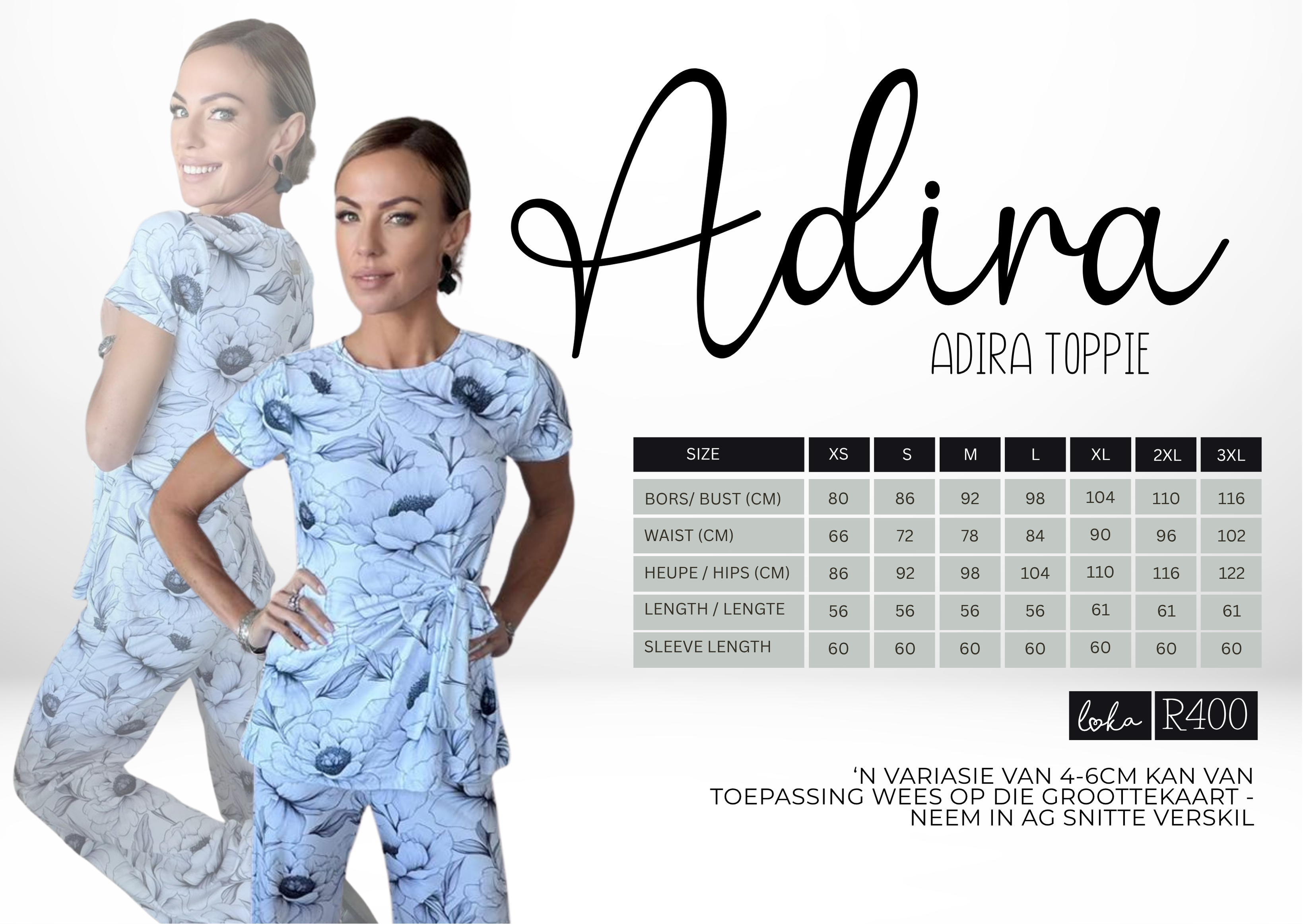 Adira Printed Kortmou Knoop Top