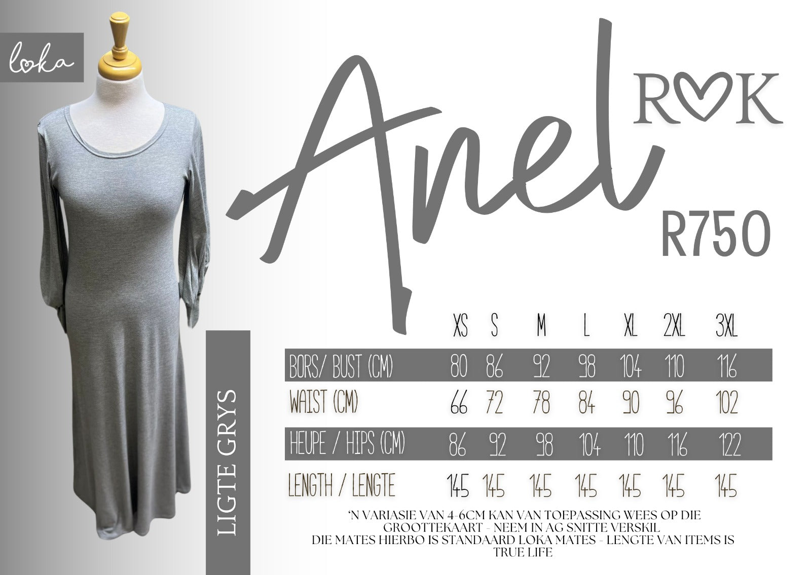 Ladies Versoeningsreeks Anel Rok Ligte Grys