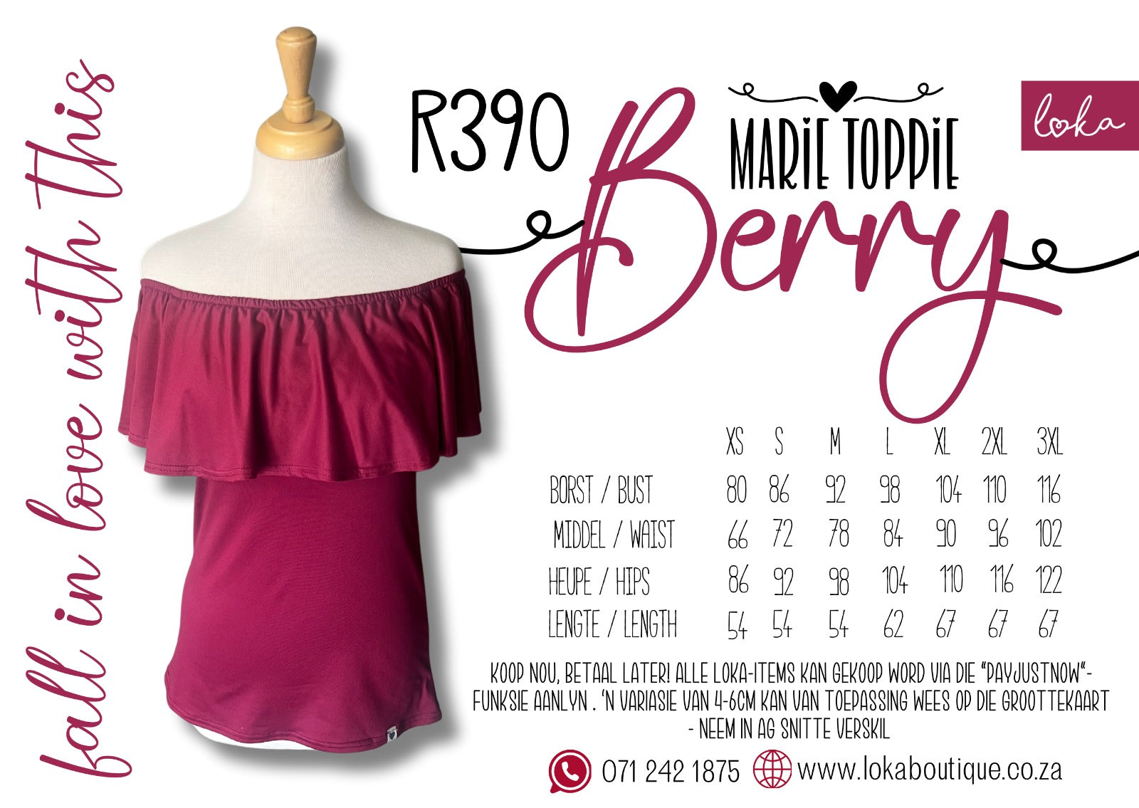 Ladies Berry Marie Toppie
