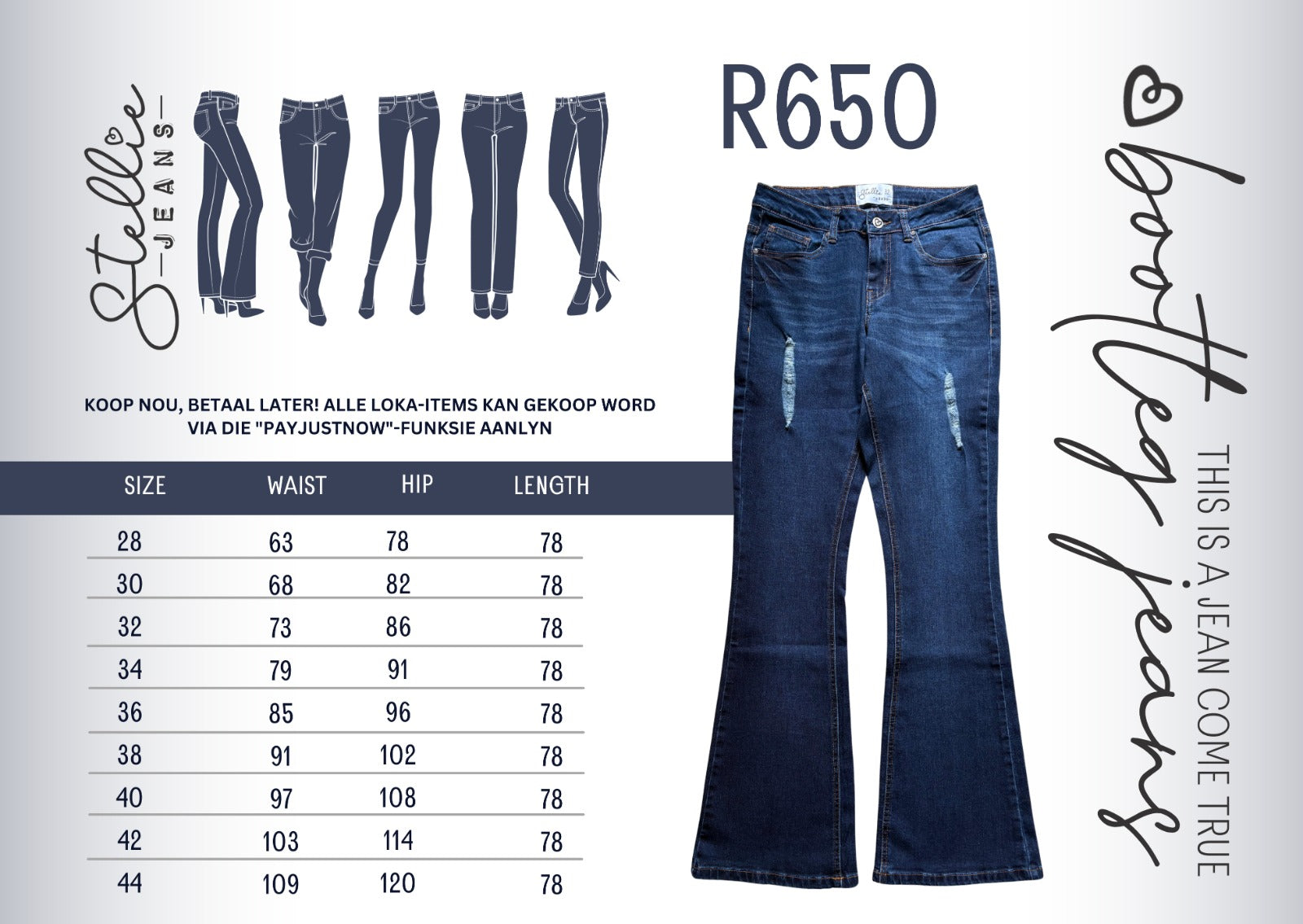 Ladies Stukkende Bootleg Jeans