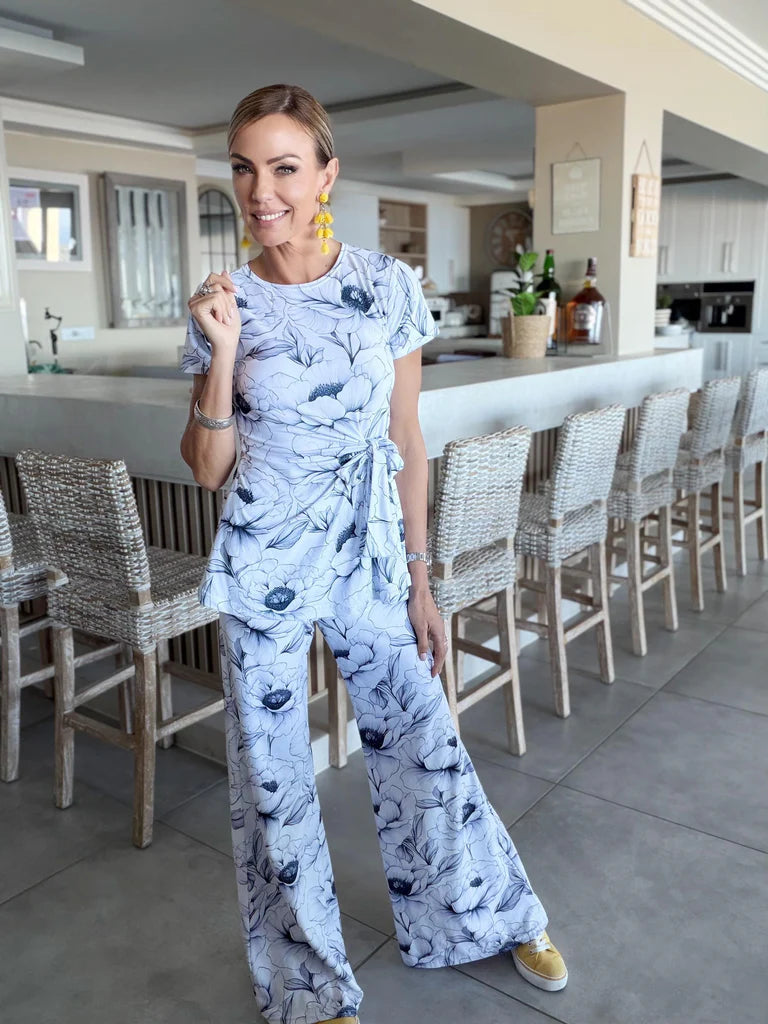 Adira Printed Kortmou Knoop Top