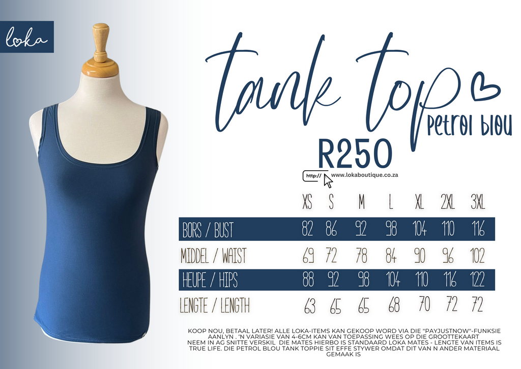 Ladies Tank Top Petrol Blou